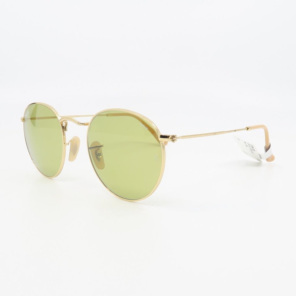 Ray-Ban RB 3447 9064/4C 50 ROUND METAL Gold/Green Photochromic Evolve Sunglasses - Picture 5 of 7